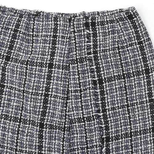 Preworn Womens Blue Check Polyester Skater Skirt Size 28 in