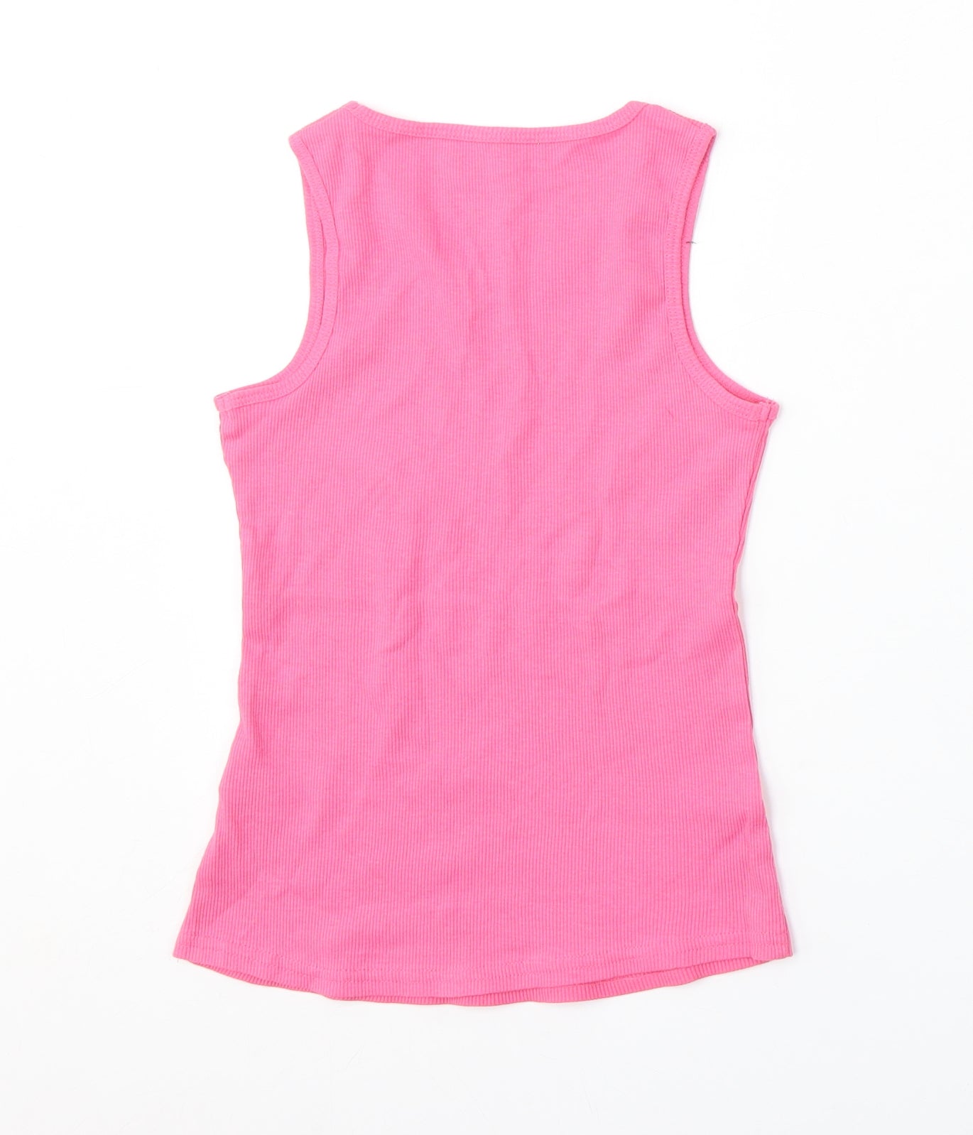 Miss Evie Girls Pink Polyester Basic Tank Size 9-10 Years Round Neck