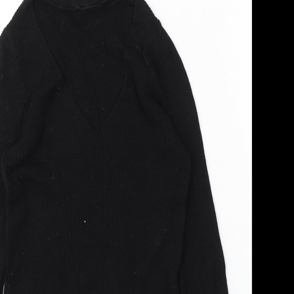 Atmosphere Womens Black Round Neck Cotton Pullover Jumper Size 8