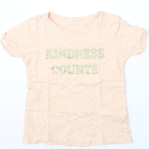 Primark Girls Pink Geometric Cotton Basic T-Shirt Size 10-11 Years Round Neck