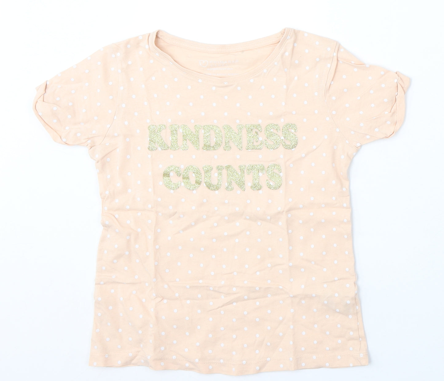 Primark Girls Pink Geometric Cotton Basic T-Shirt Size 10-11 Years Round Neck