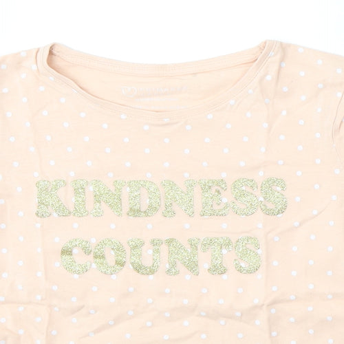 Primark Girls Pink Geometric Cotton Basic T-Shirt Size 10-11 Years Round Neck