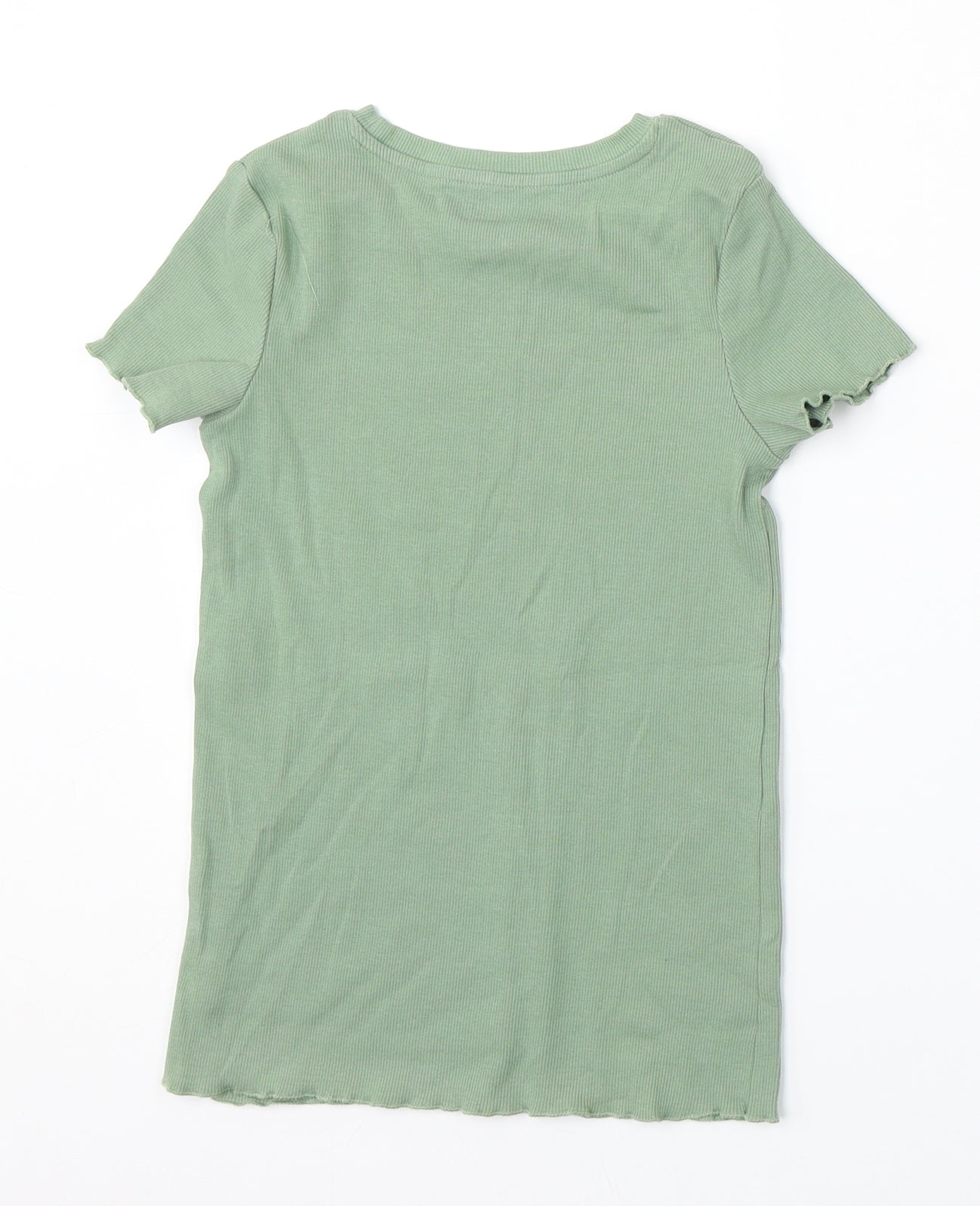 Nutmeg Girls Green Cotton Basic T-Shirt Size 10-11 Years Round Neck