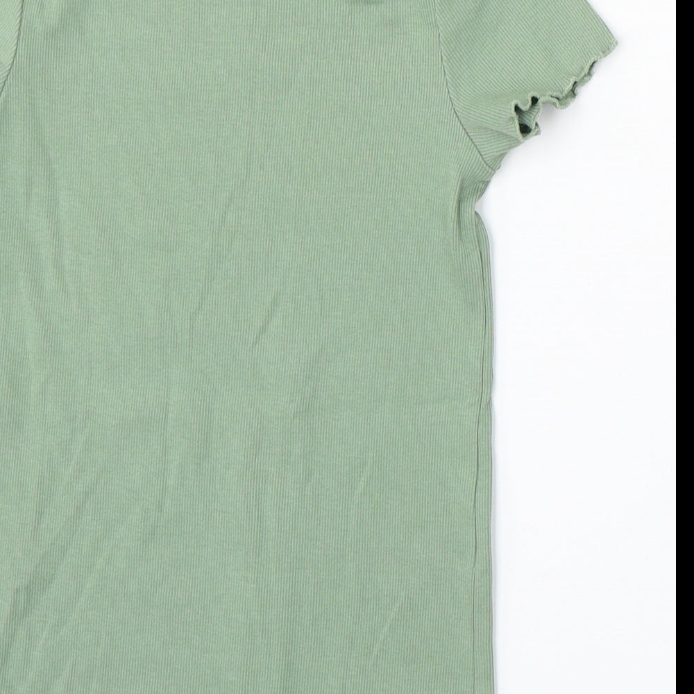 Nutmeg Girls Green Cotton Basic T-Shirt Size 10-11 Years Round Neck