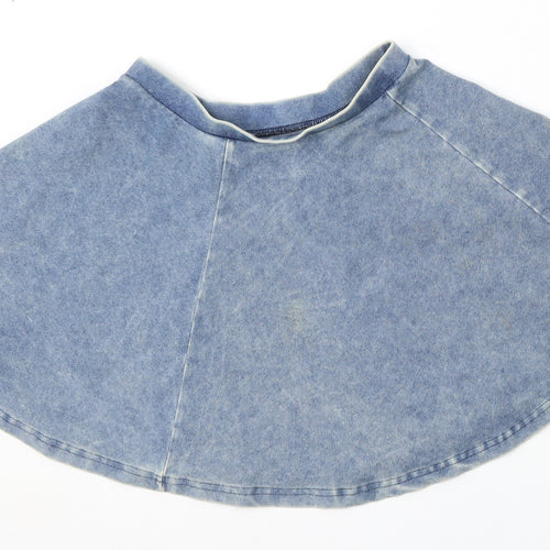 Topshop Womens Blue Cotton Skater Skirt Size 8