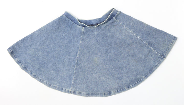 Topshop Womens Blue Cotton Skater Skirt Size 8