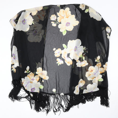 New Look Womens Black V-Neck Floral Polyester Cardigan Jumper Size 10