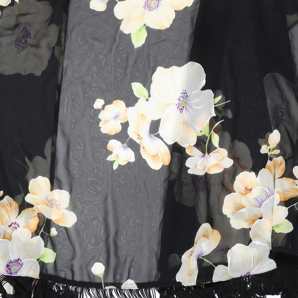 New Look Womens Black V-Neck Floral Polyester Cardigan Jumper Size 10