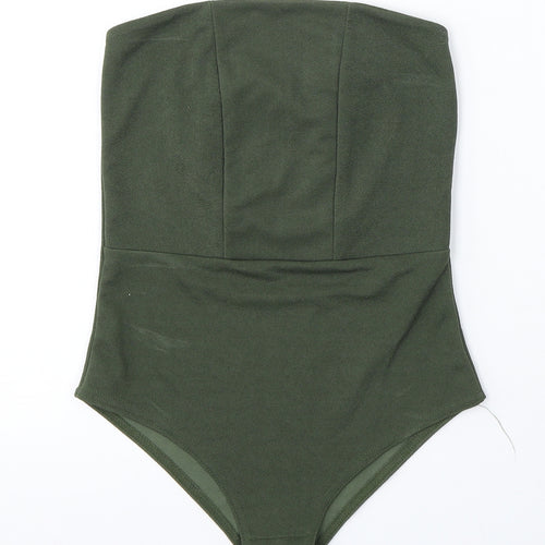 Boohoo Womens Green Polyester Bodysuit One-Piece Size 8 Snap