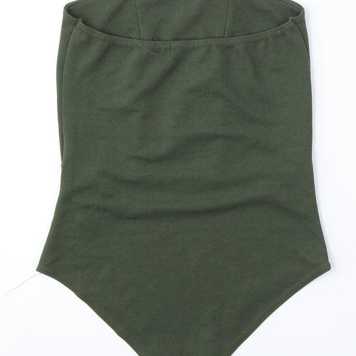 Boohoo Womens Green Polyester Bodysuit One-Piece Size 8 Snap