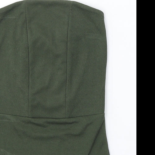 Boohoo Womens Green Polyester Bodysuit One-Piece Size 8 Snap