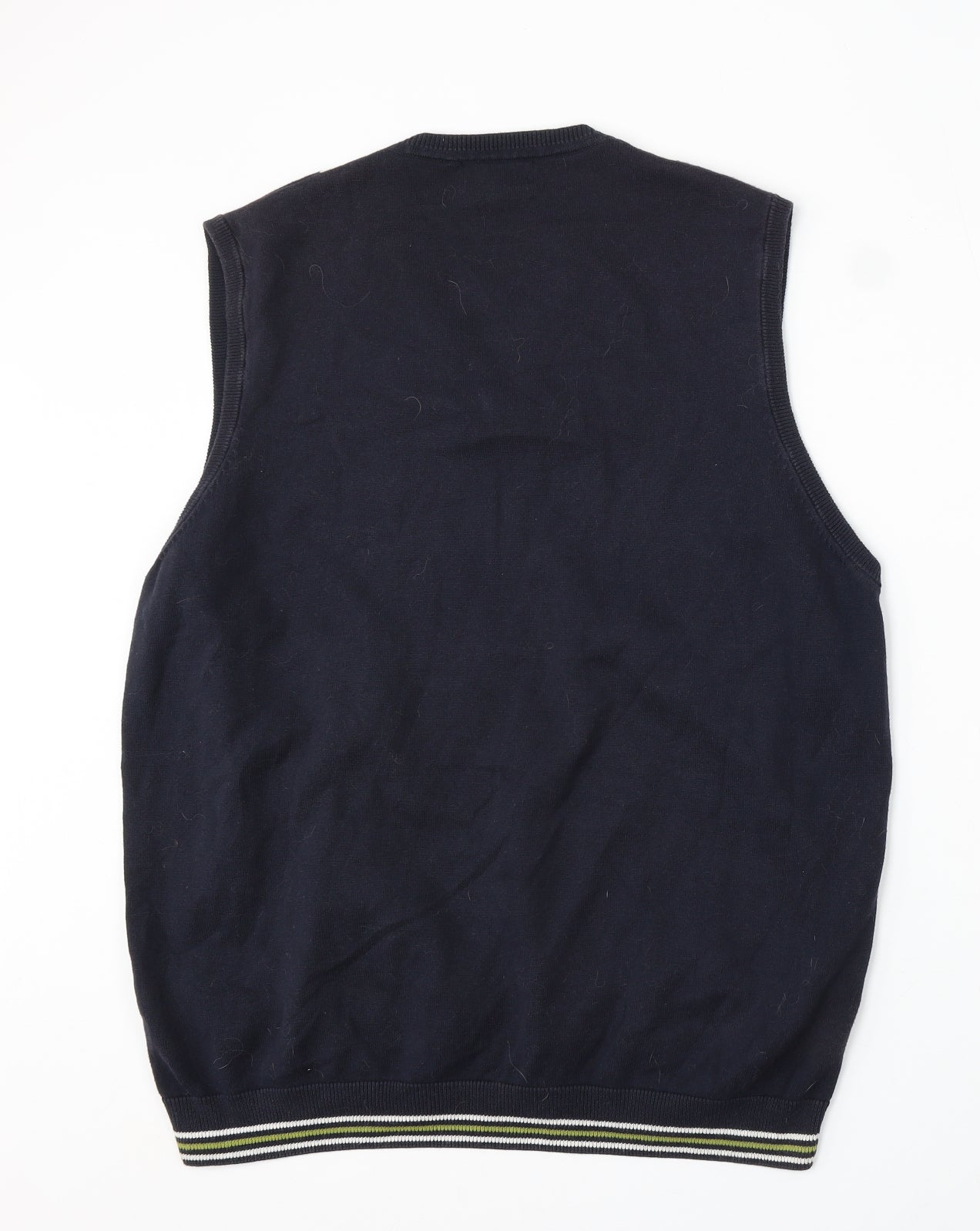 Marks and Spencer Mens Blue V-Neck Argyle/Diamond Cotton Pullover Jumper Size L