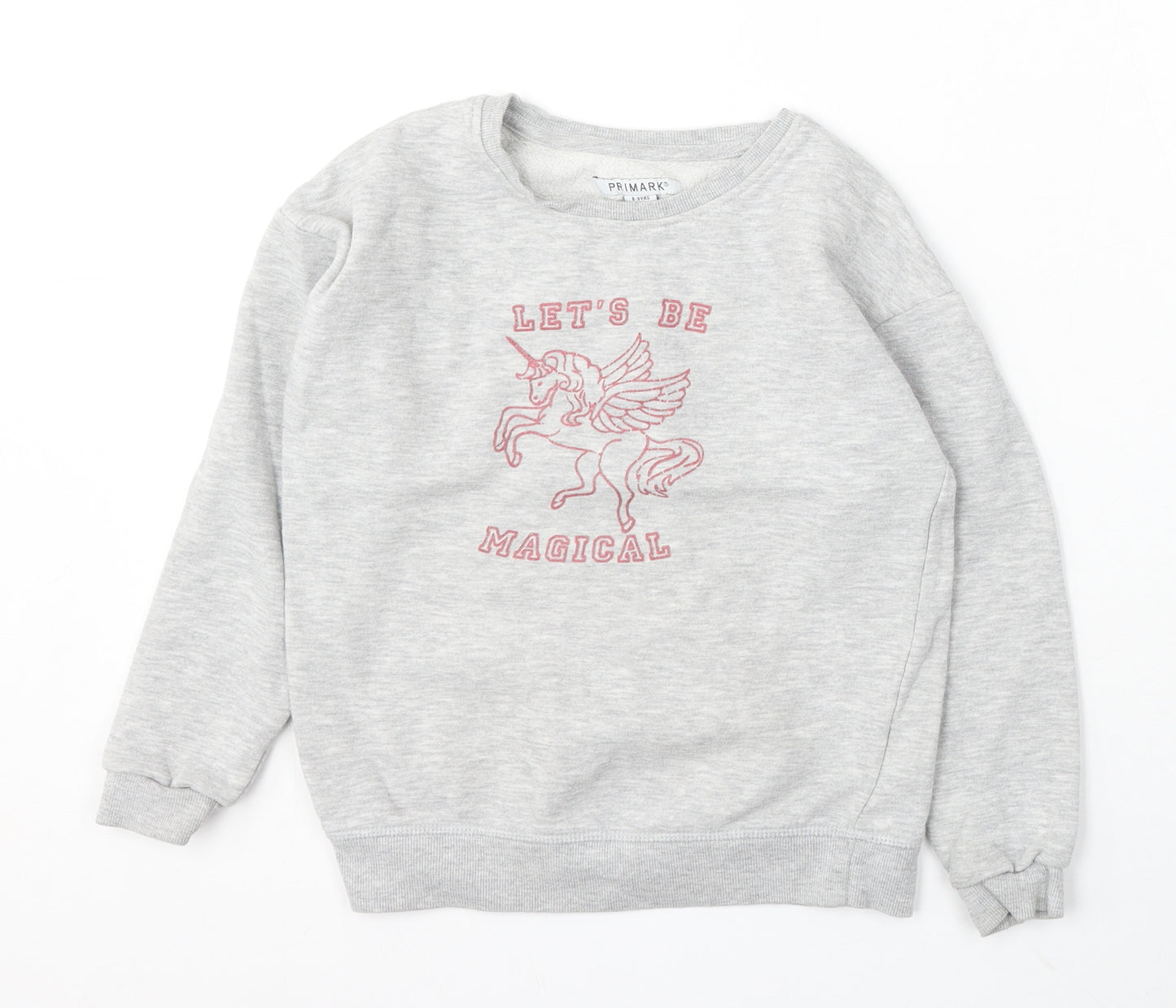 Primark Girls Grey Cotton Pullover Sweatshirt Size 8-9 Years - Unicorn