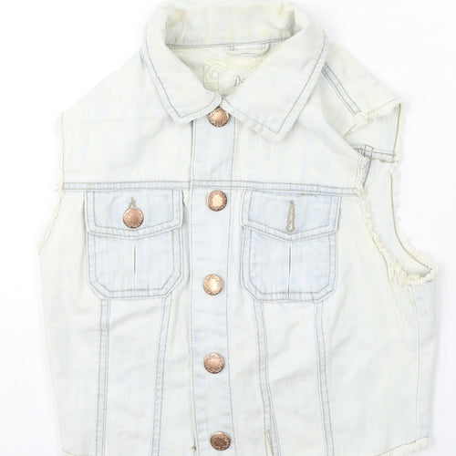 Denim & Co. Womens Blue Gilet Jacket Size 10