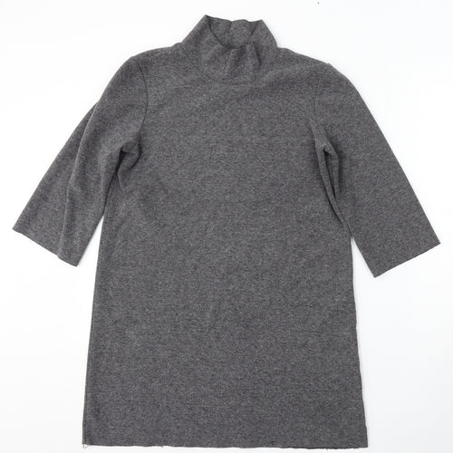 Zara Womens Grey Mock Neck Polyester Pullover Jumper Size S