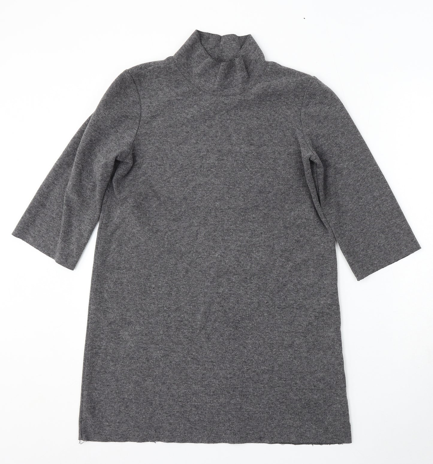 Zara Womens Grey Mock Neck Polyester Pullover Jumper Size S