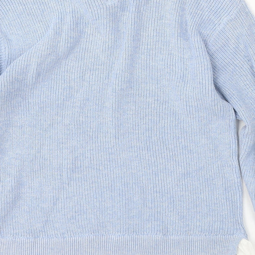Verbaudet Girls Blue Round Neck Cotton Pullover Jumper Size 8 Years Hook & Eye