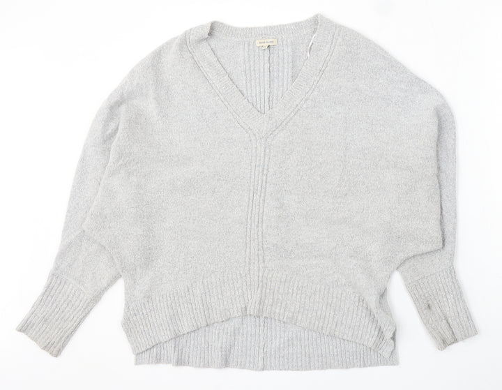 River Island Womens Grey V-Neck Acrylic Pullover Jumper Size 10