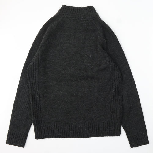 NEXT Womens Grey V-Neck Acrylic Pullover Jumper Size L