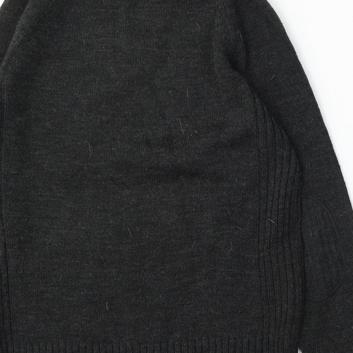 NEXT Womens Grey V-Neck Acrylic Pullover Jumper Size L