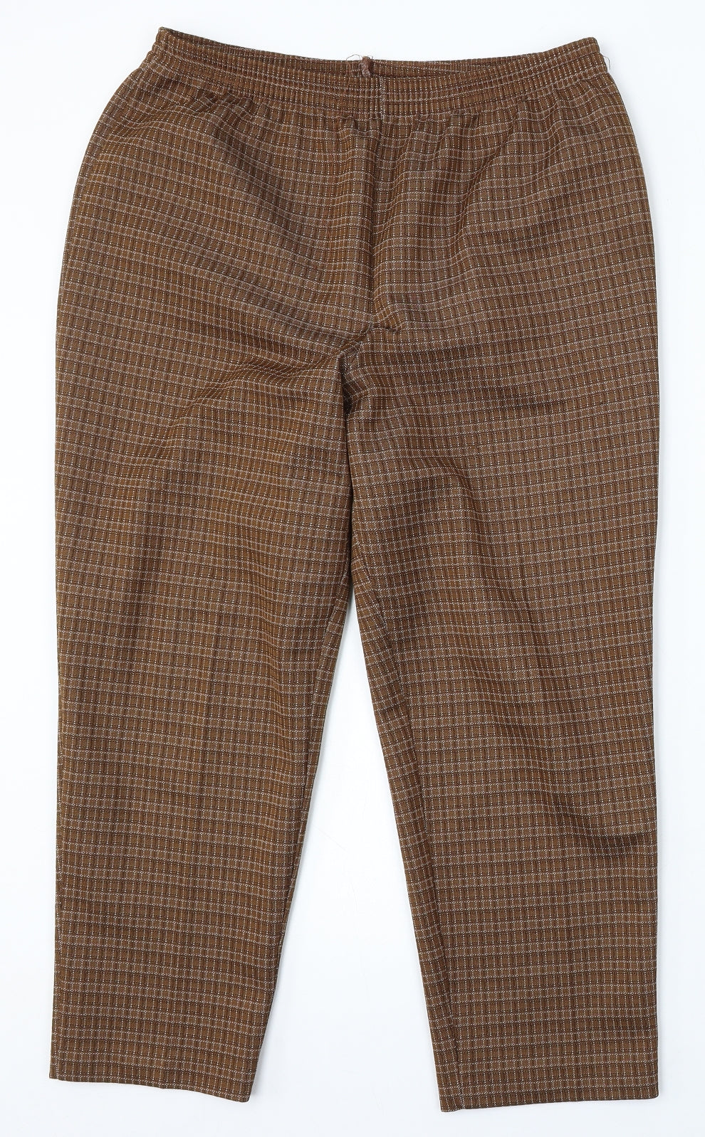 Slimma Womens Brown Geometric Polyester Trousers Size 16 L26 in Regular