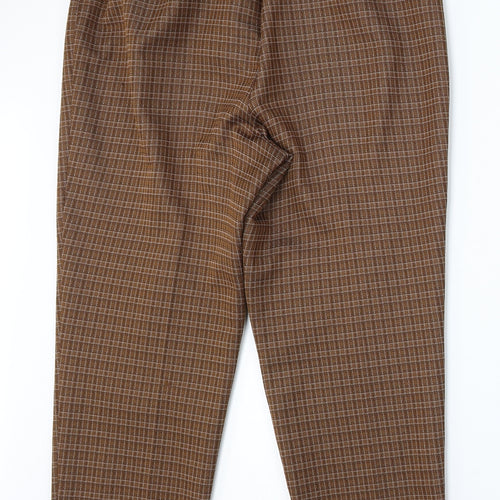 Slimma Womens Brown Geometric Polyester Trousers Size 16 L26 in Regular