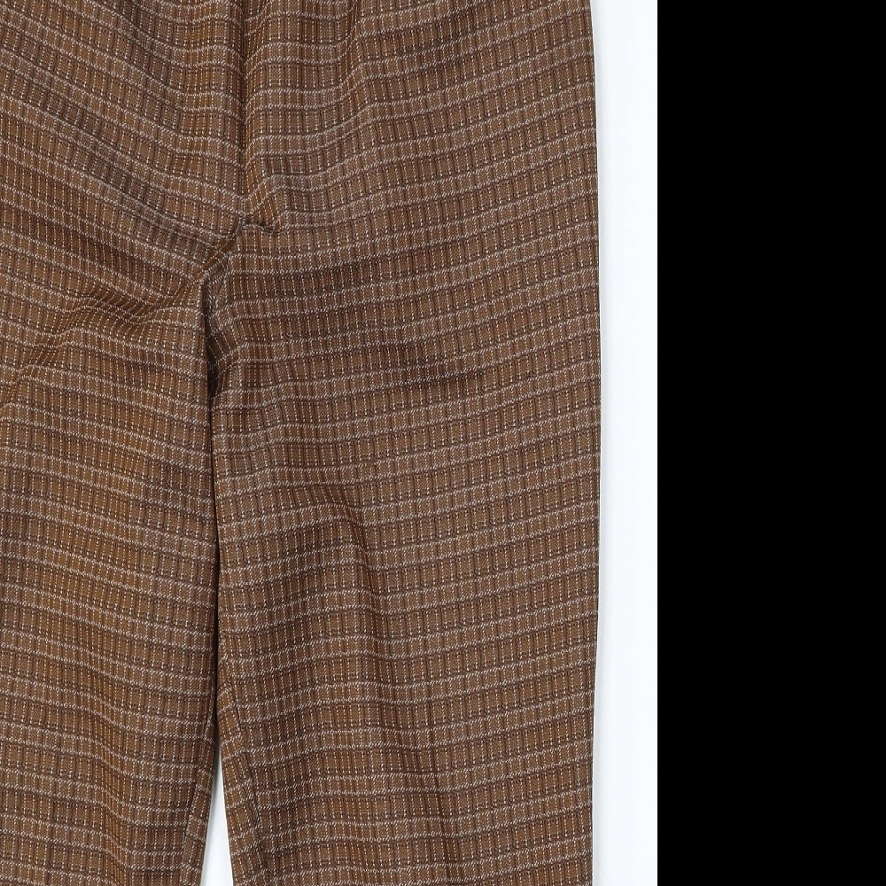 Slimma Womens Brown Geometric Polyester Trousers Size 16 L26 in Regular