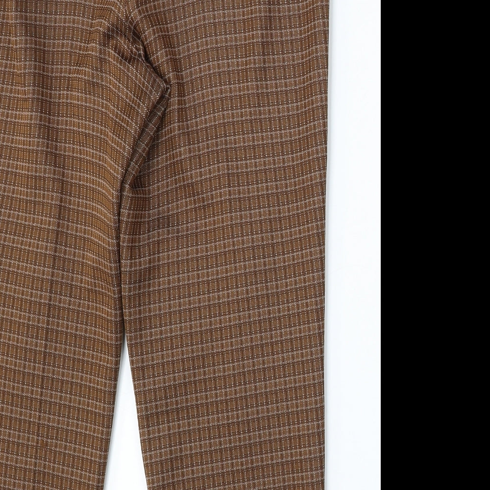 Slimma Womens Brown Geometric Polyester Trousers Size 16 L26 in Regular