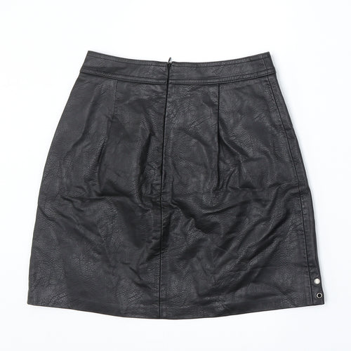 Stradivarius Womens Black Polyurethane A-Line Skirt Size 4