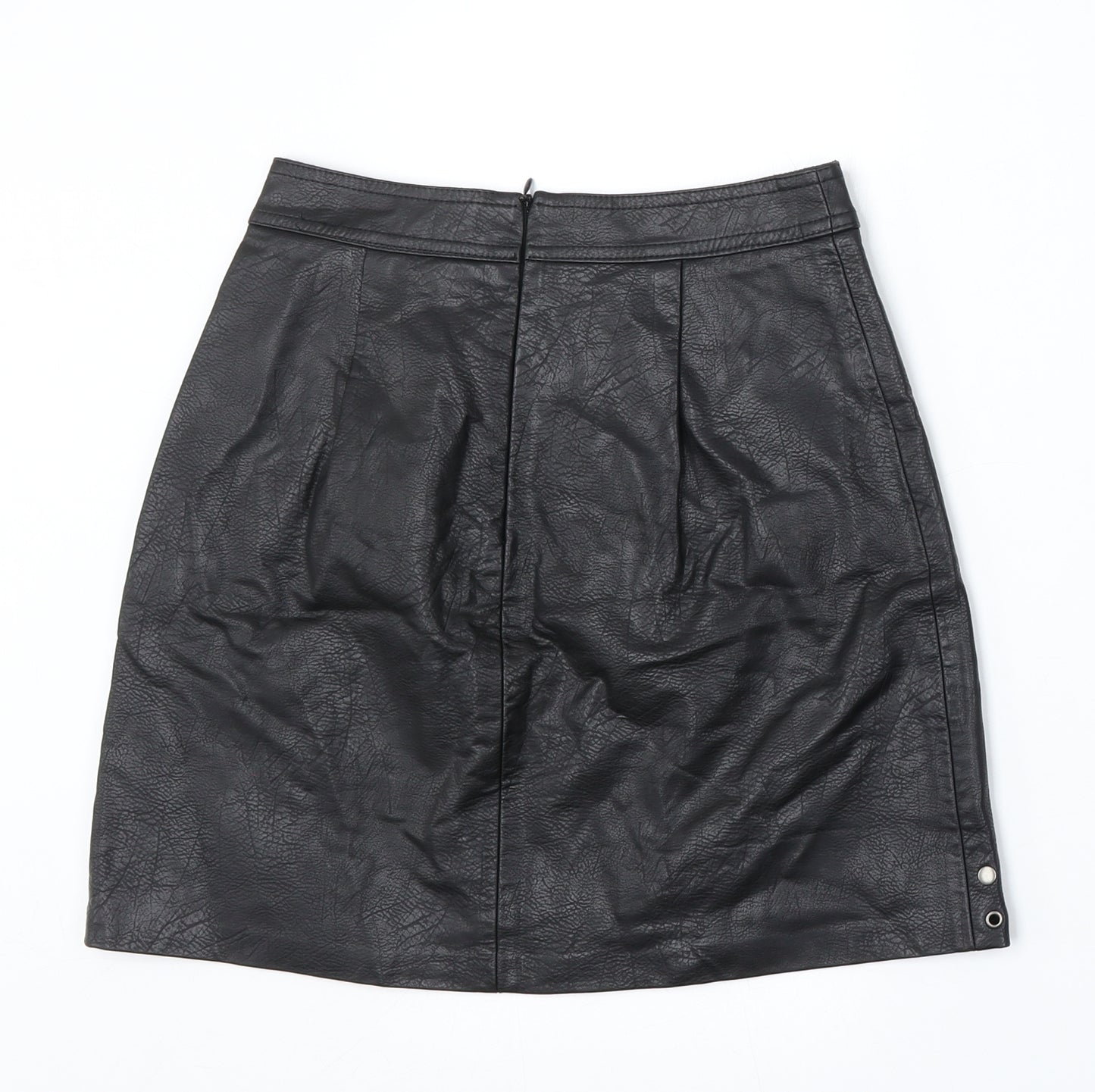 Stradivarius Womens Black Polyurethane A-Line Skirt Size 4