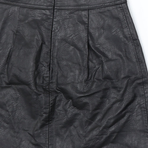 Stradivarius Womens Black Polyurethane A-Line Skirt Size 4