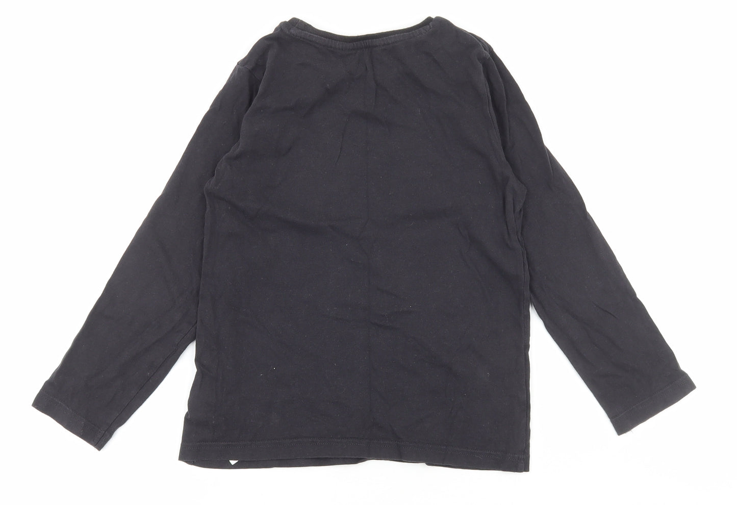 M&S Boys Black Cotton Basic T-Shirt Size 7-8 Years Round Neck - Minecraft