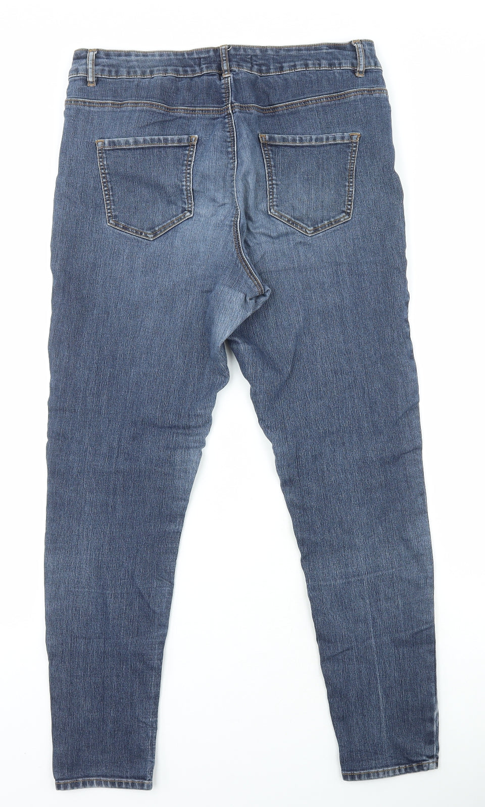 George Womens Blue Cotton Straight Jeans Size 14 L28 in Regular