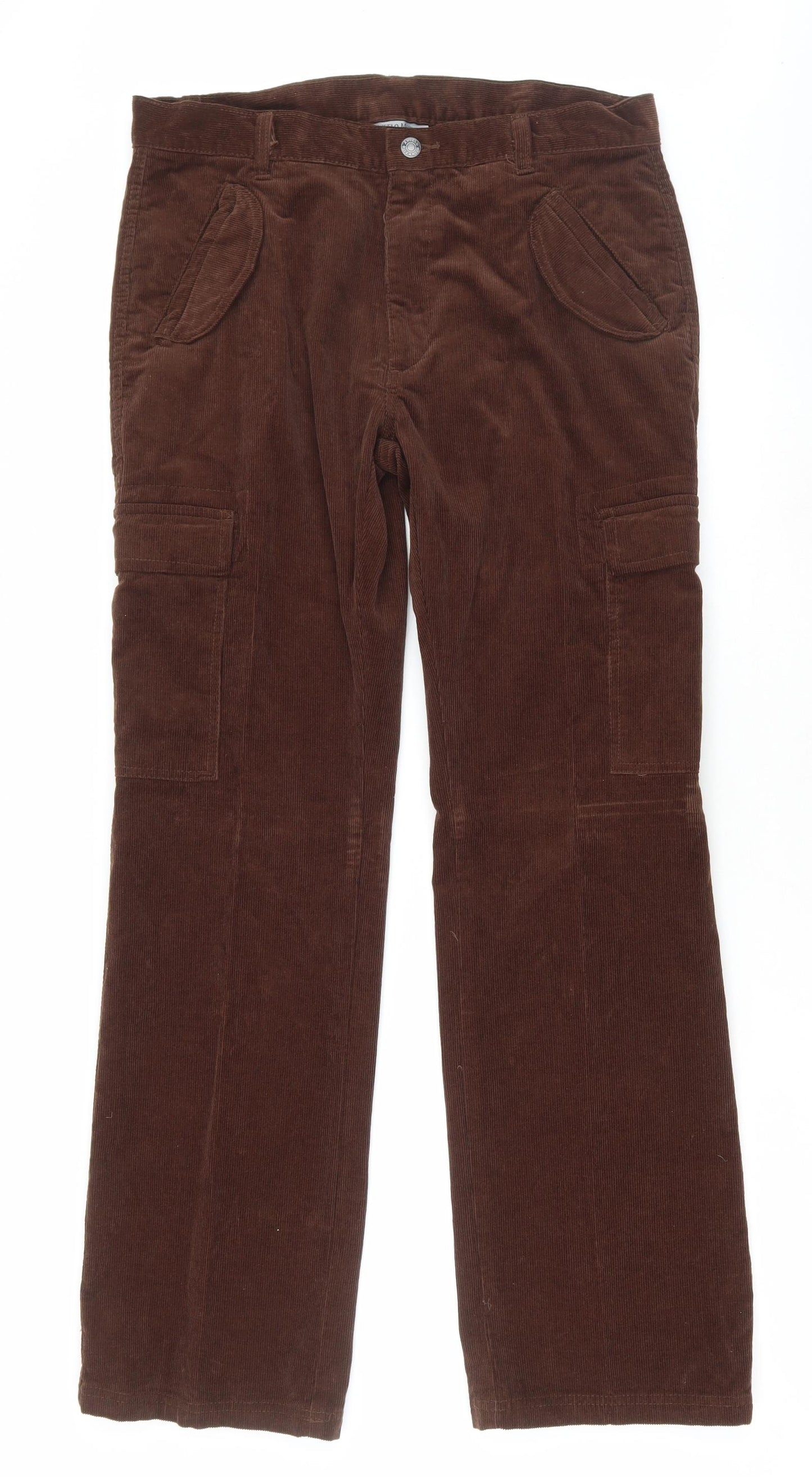 Angelo Muroni Mens Brown Cotton Trousers Size 40 in L32 in Regular