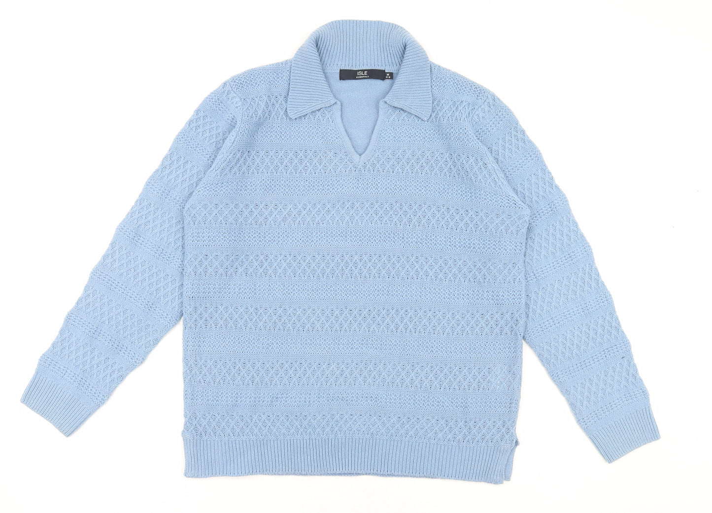 Edinburgh Woollen Mill Womens Blue V-Neck Acrylic Pullover Jumper Size M