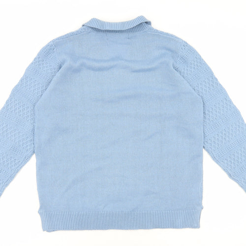 Edinburgh Woollen Mill Womens Blue V-Neck Acrylic Pullover Jumper Size M