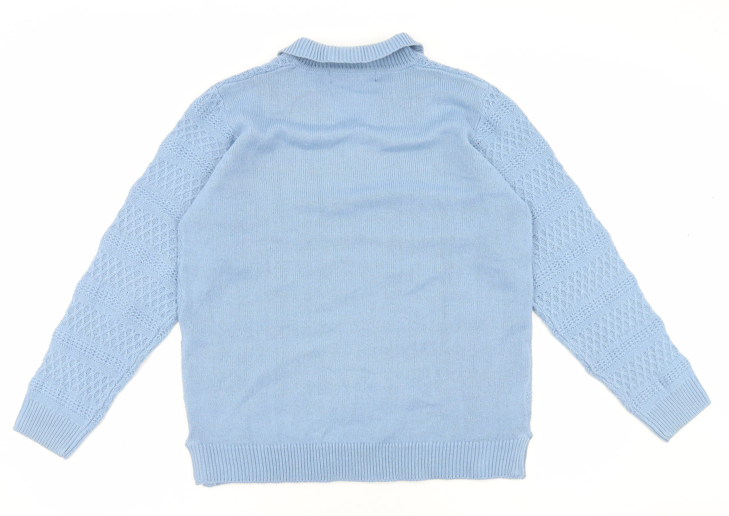Edinburgh Woollen Mill Womens Blue V-Neck Acrylic Pullover Jumper Size M