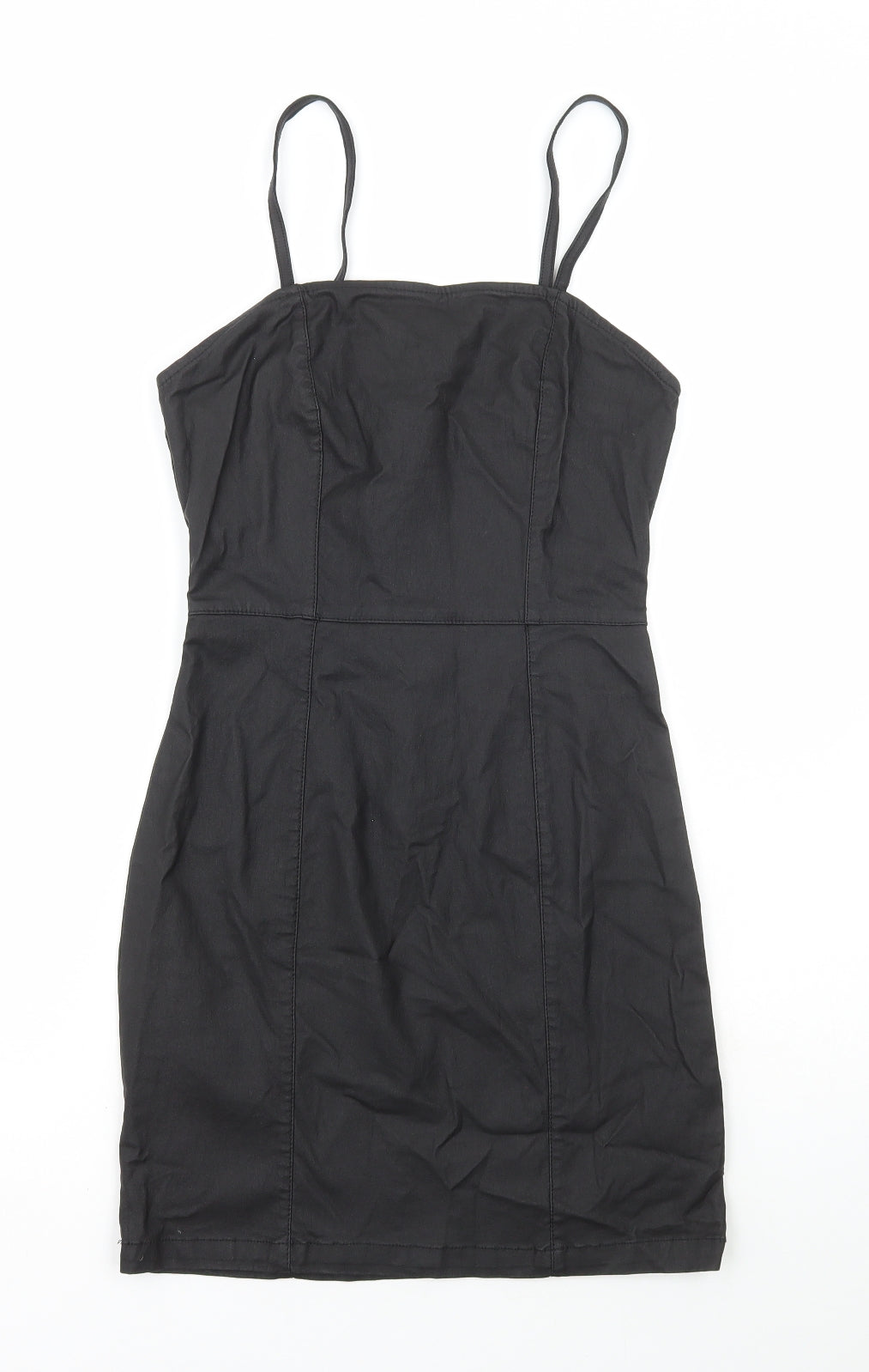 Denim & Co. Womens Black Viscose Bodycon Size 8 Square Neck