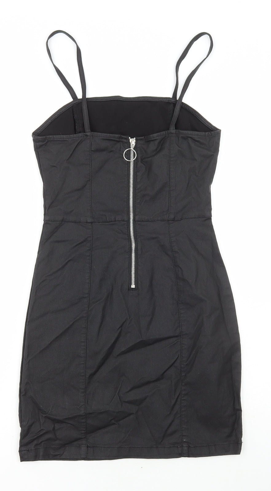 Denim & Co. Womens Black Viscose Bodycon Size 8 Square Neck