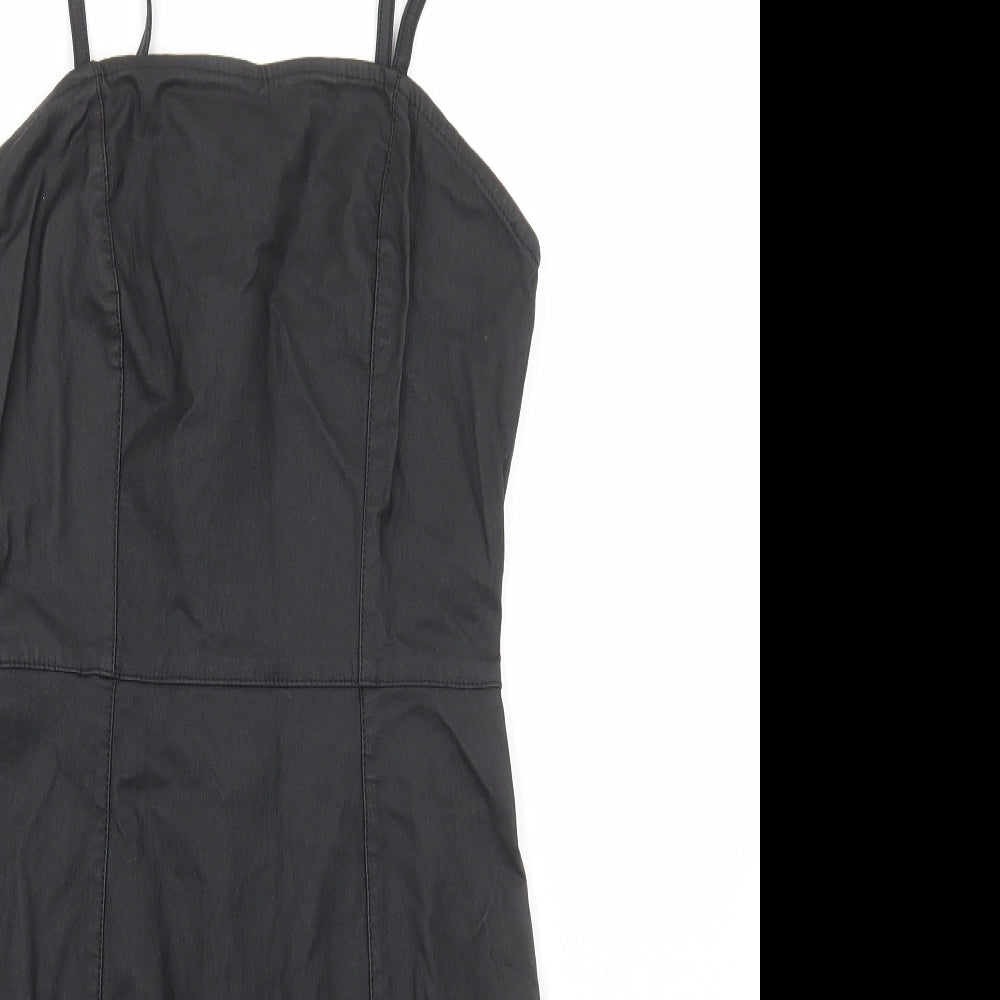 Denim & Co. Womens Black Viscose Bodycon Size 8 Square Neck