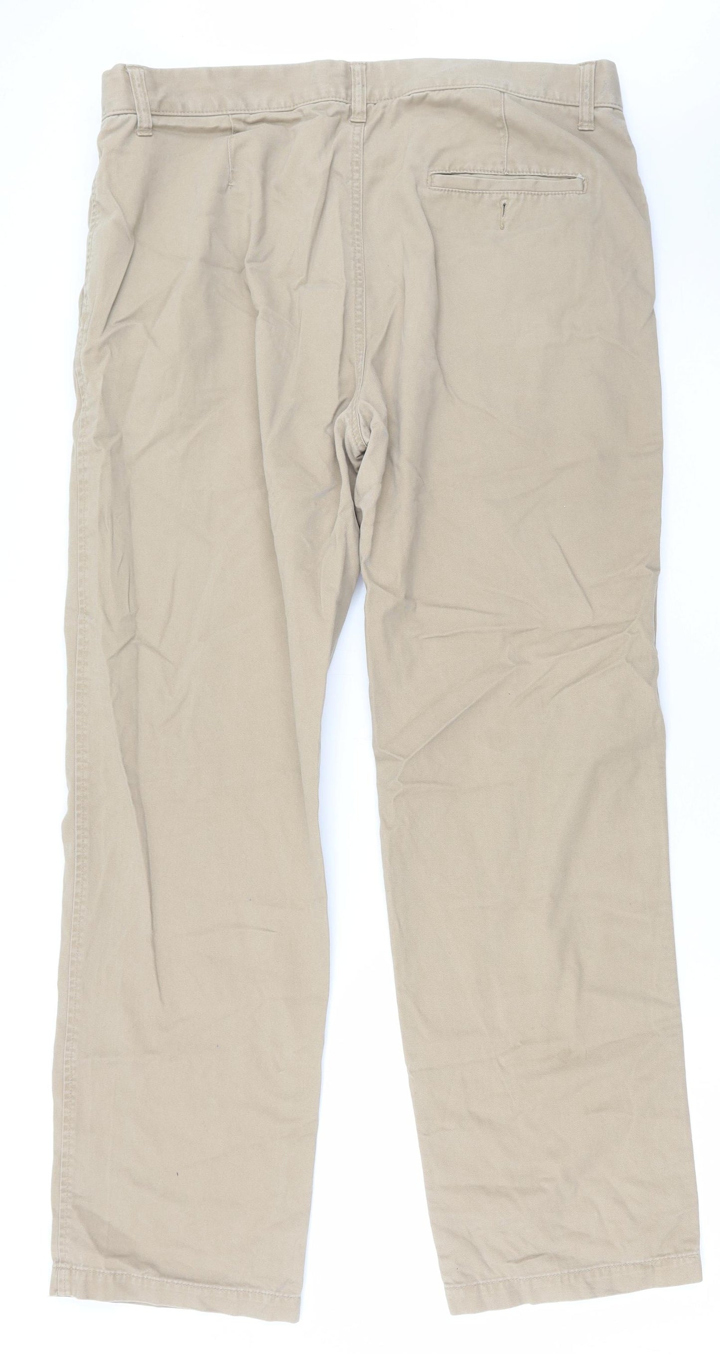 George Mens Beige Cotton Chino Trousers Size 36 in L31 in Regular