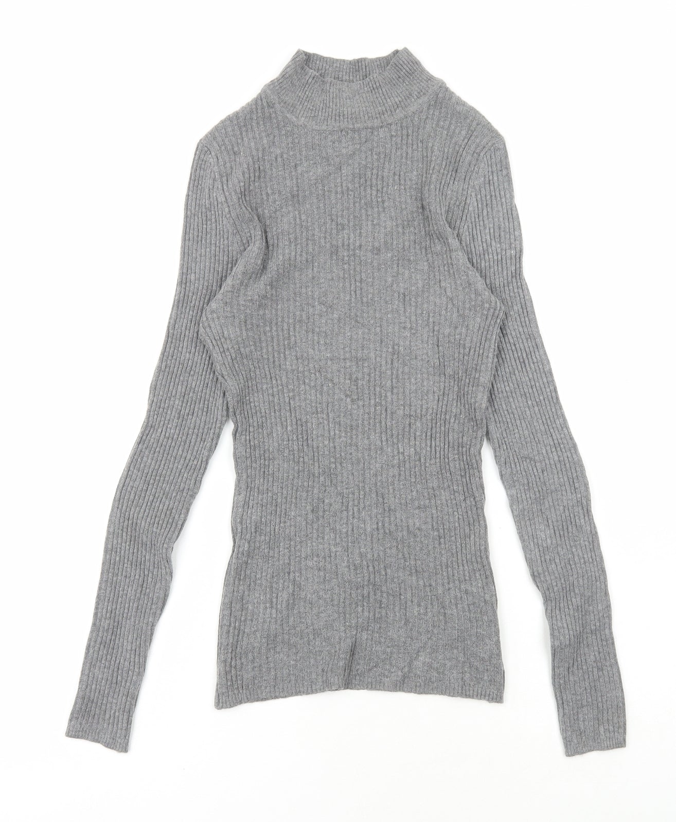 Primark Womens Grey Viscose Basic T-Shirt Size S High Neck