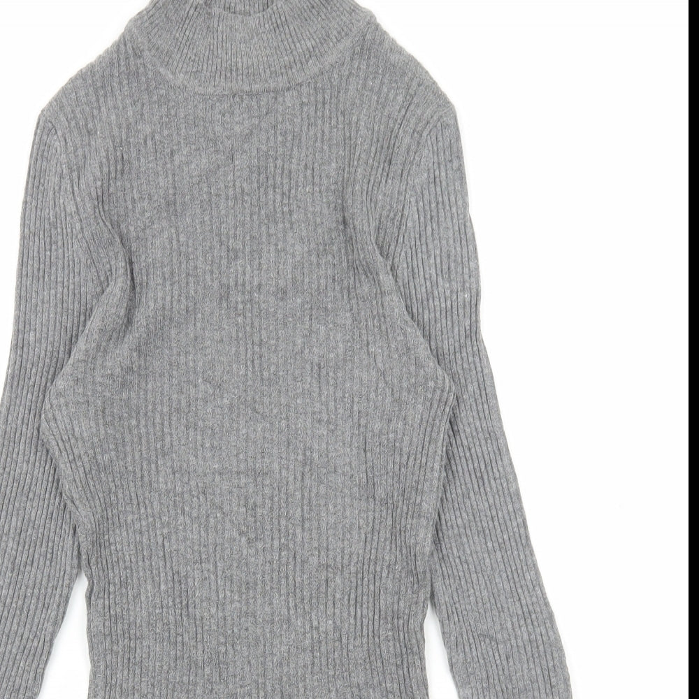 Primark Womens Grey Viscose Basic T-Shirt Size S High Neck