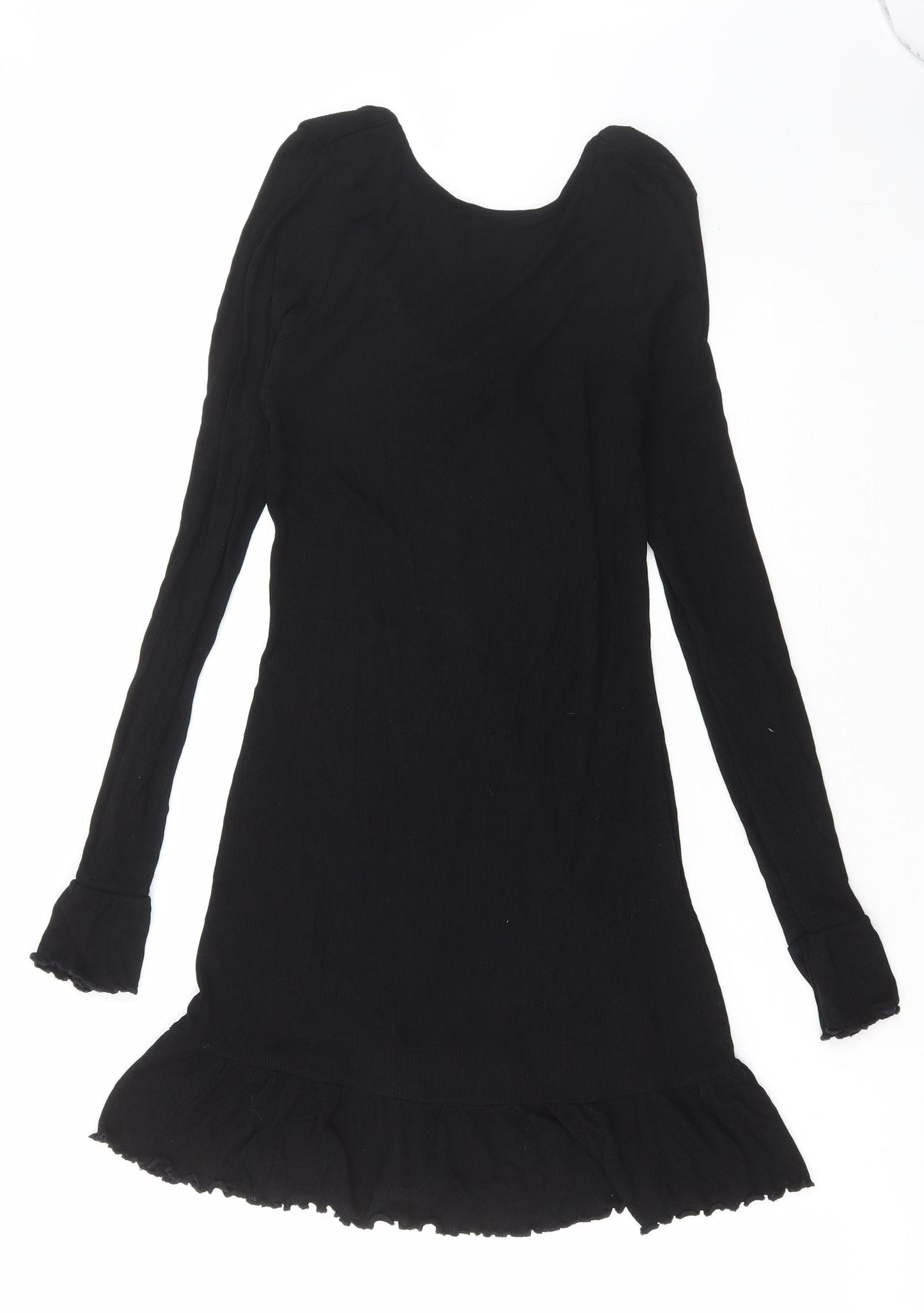 ASOS Womens Black Viscose A-Line Size 12 Scoop Neck