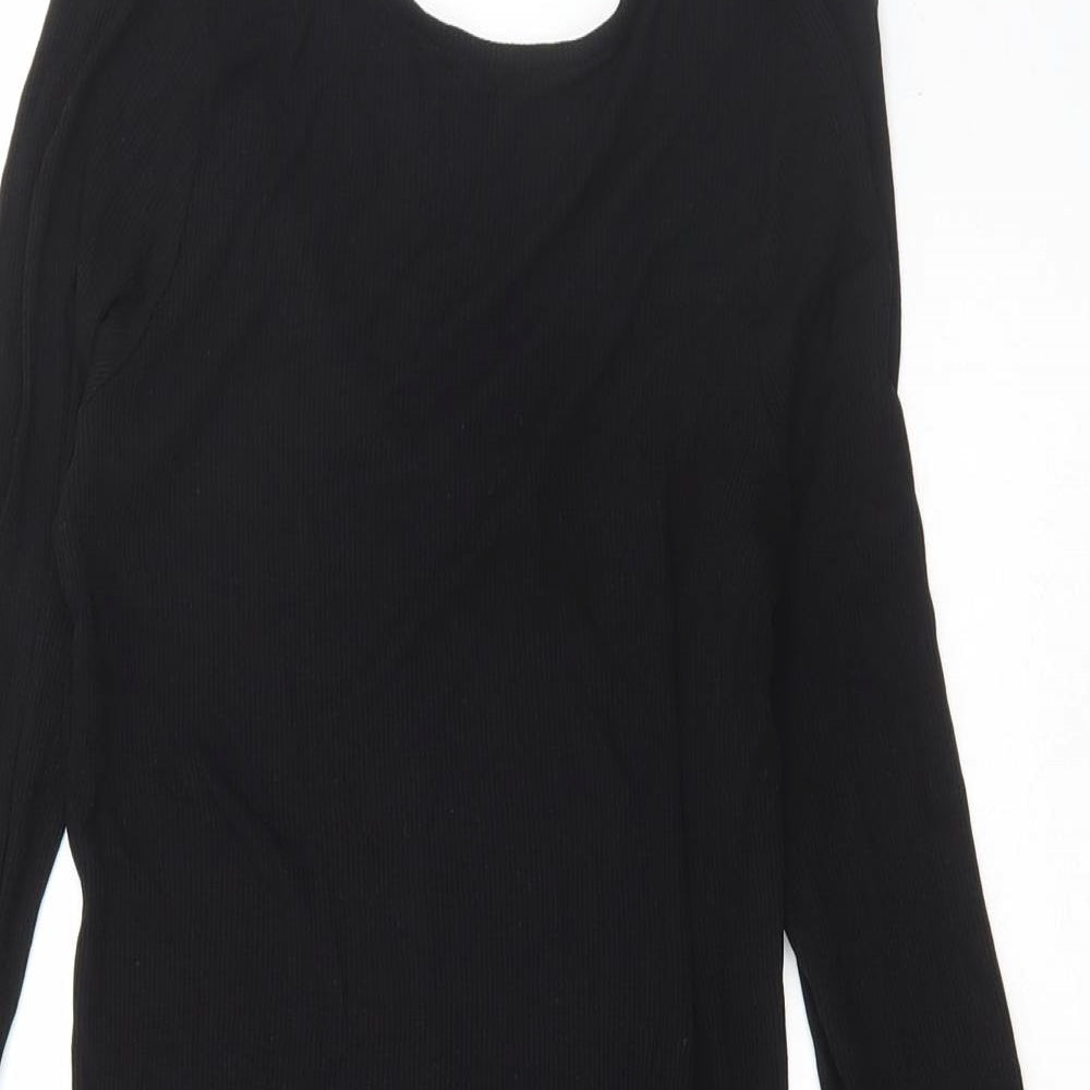 ASOS Womens Black Viscose A-Line Size 12 Scoop Neck