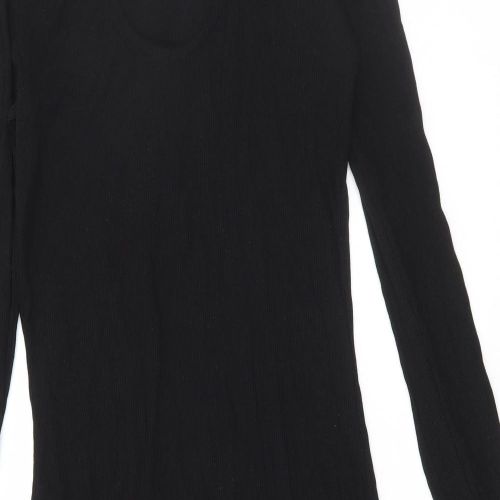 ASOS Womens Black Viscose A-Line Size 12 Scoop Neck