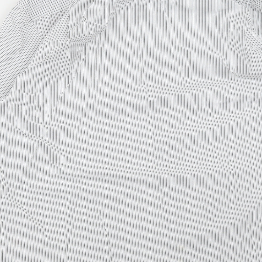 George Mens White Striped Polyester Dress Shirt Size 16.5 Collared