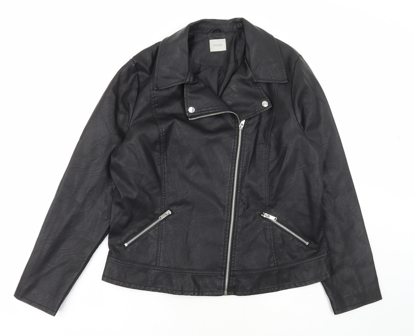 George Womens Black Overcoat Jacket Size 18