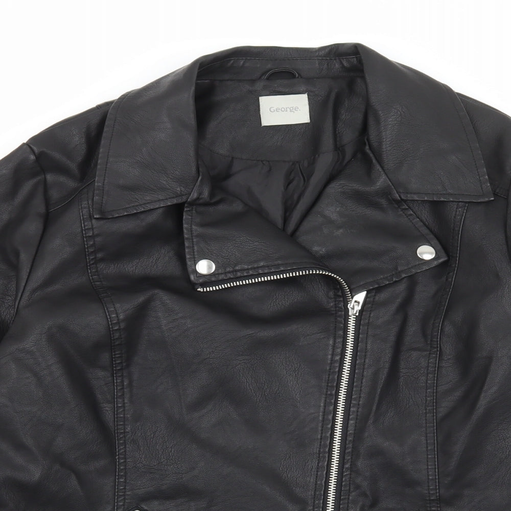 George Womens Black Overcoat Jacket Size 18