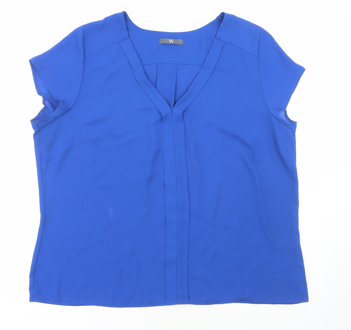 BHS Womens Blue Polyester Basic Blouse Size 20 V-Neck